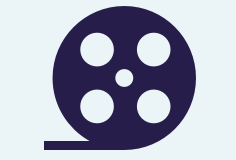 Een icoon van een bak popcorn in een cirkel